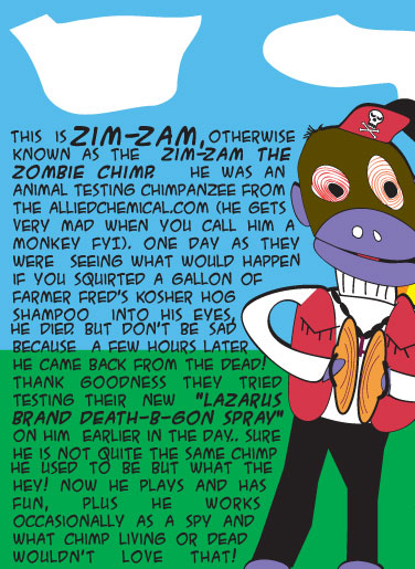 this is Zim Zam the zombie chimp, hes a really nice chimp. even though he is a zombie. here you can find mac osx icons, and wallpapers. enjoy!